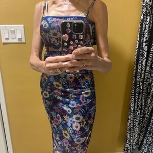 BCBGeneration Blue Floral Asymmetrical Dress
